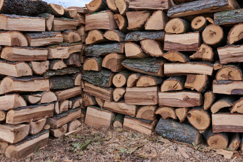 pile of firewood intended for heating houses in winter