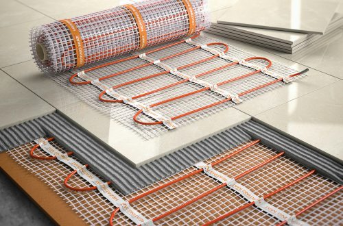 Underfloor heating installation concept. Mat elecric heating sys